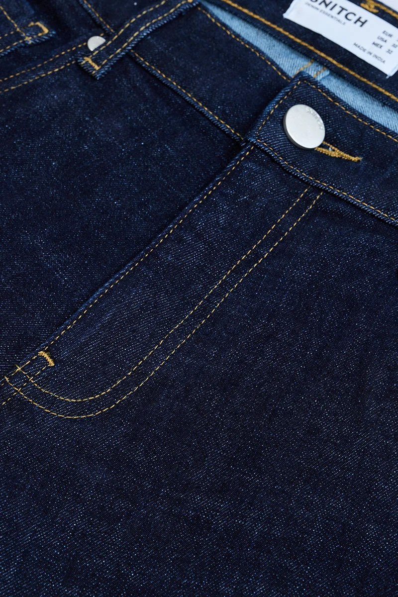 SNITCH Navy Bootcut Stretch Washed Jeans for Men | Best Price UAE